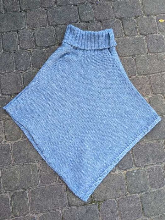 Solar - niebieskie ponczo z alpaką - unisize