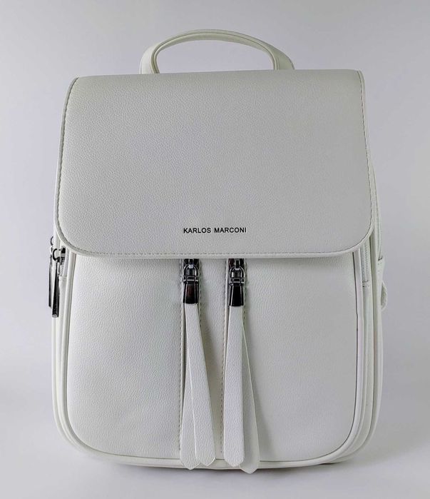 Рюкзак міський жіночий на два відділення білий Karlos Marconi