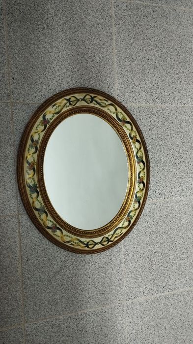 Espelho Antigo com moldura pintada a mão