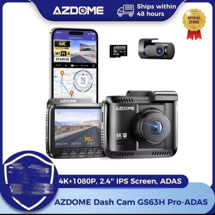 Видеорегистратор 4K, Azdome GS63H Pro реєстратор 2 камери