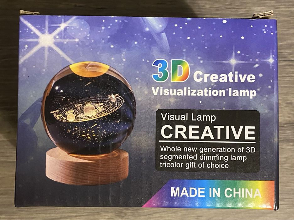 Нічник хрустальна куля, 3D сонячна система, светильник, ночник