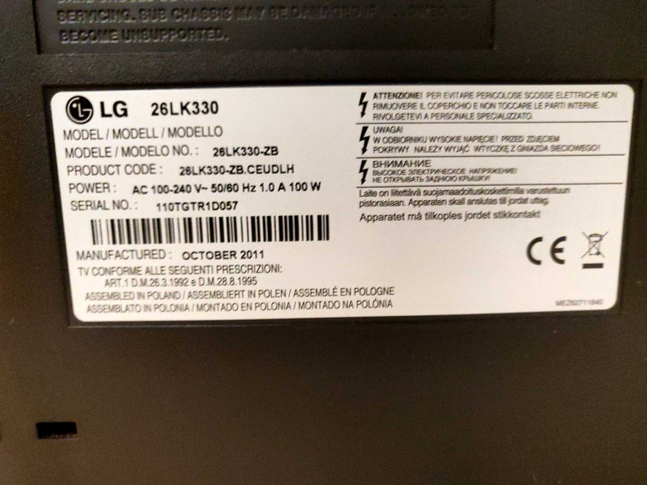 TV LG 26” (Modelo 26LK330) – Funcional e em bom estado