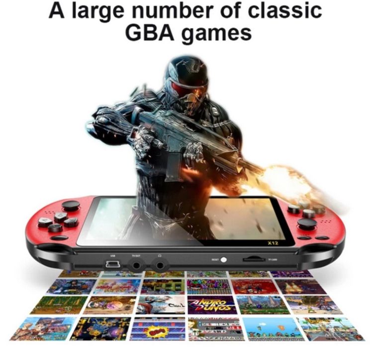 Consola videojogos X12 ecrã grande 5.1" incluí 300 Jogos