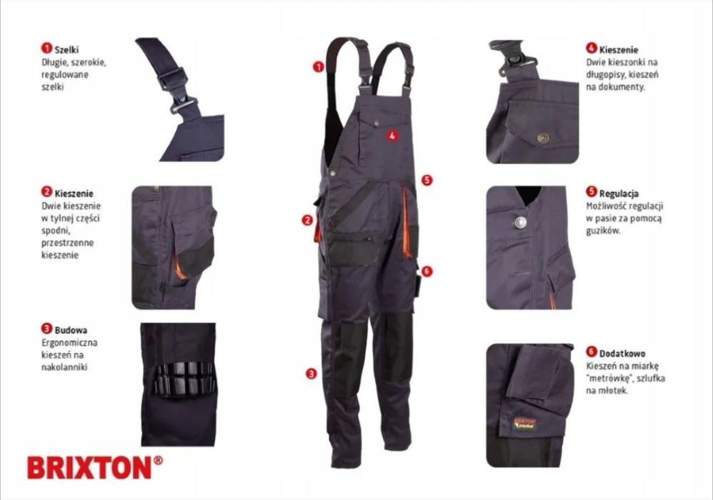 Komplet r. 52 Bluza i Spodnie Robocze Ogrodniczki Brixton Practical