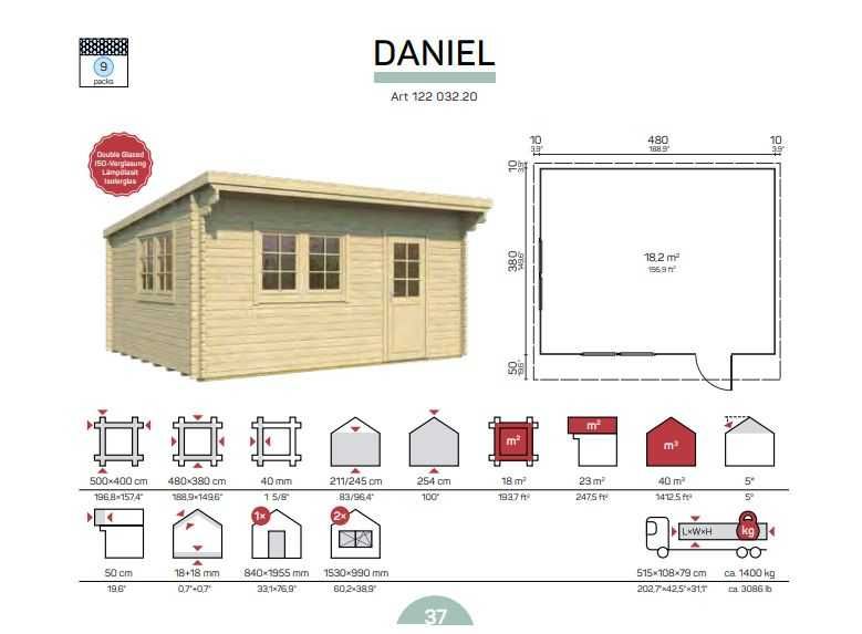Casa De Madeira 20m2 - Modelo DANIEL - Parede de 40mm