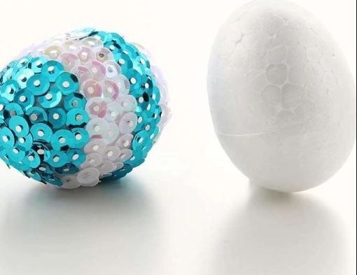 Zestaw dekoracyjny wielkanocny styropianowe jajka cekiny naklejki 20