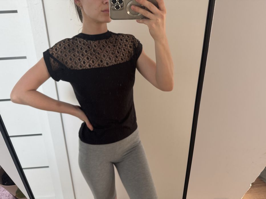 Bluzka czarna ozdobna zara