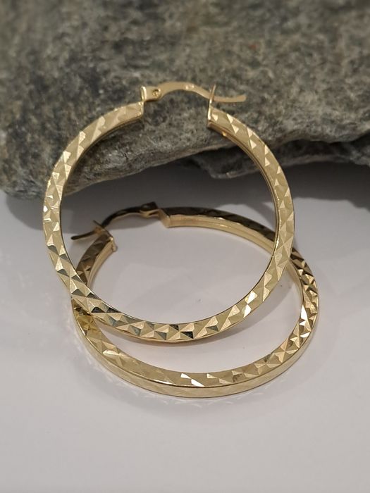 Śliczne Złote kolczyki Koła Nowe Pr.585 Średnica 3.5 cm