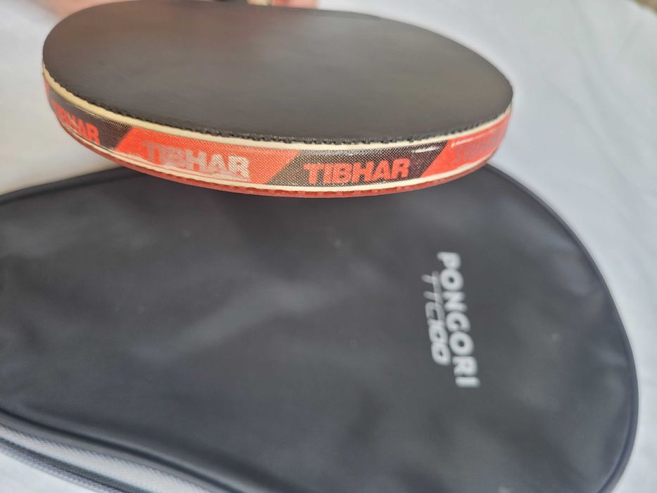 Ракетка Tibhar Carbon Pro Light. Накладки Tibhar Volcano. + чехол Pongori TTC100