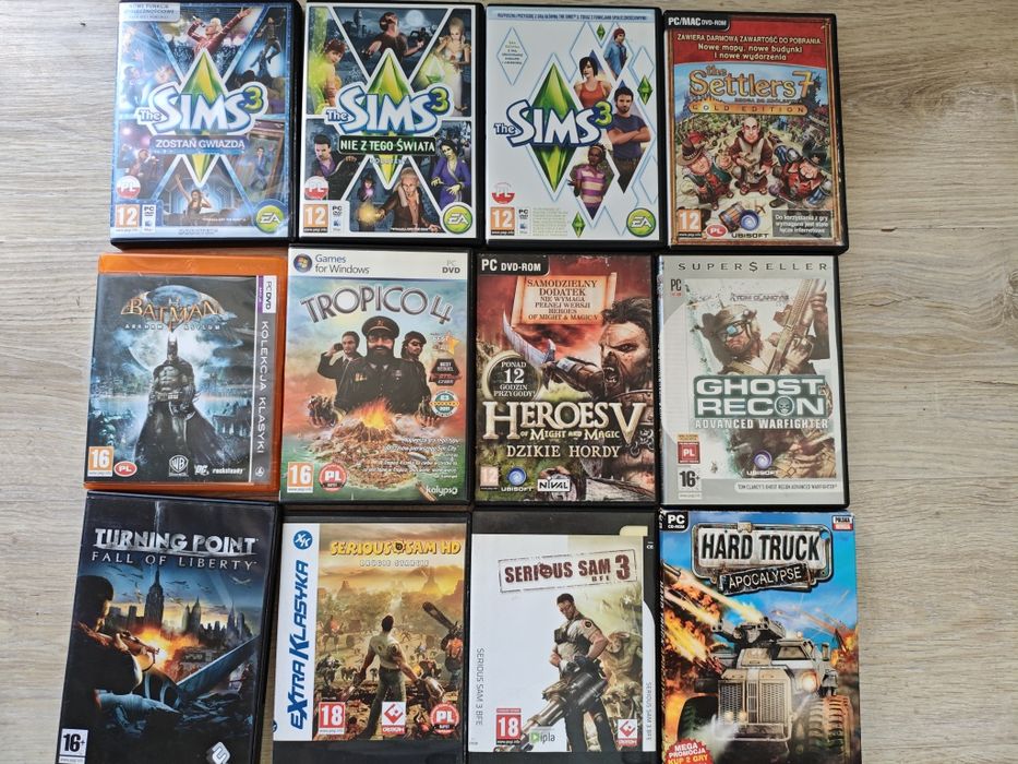 Stare gry komputerowe PC retro płyty CD Sims 3 Batman Heroes Settlers  tropico