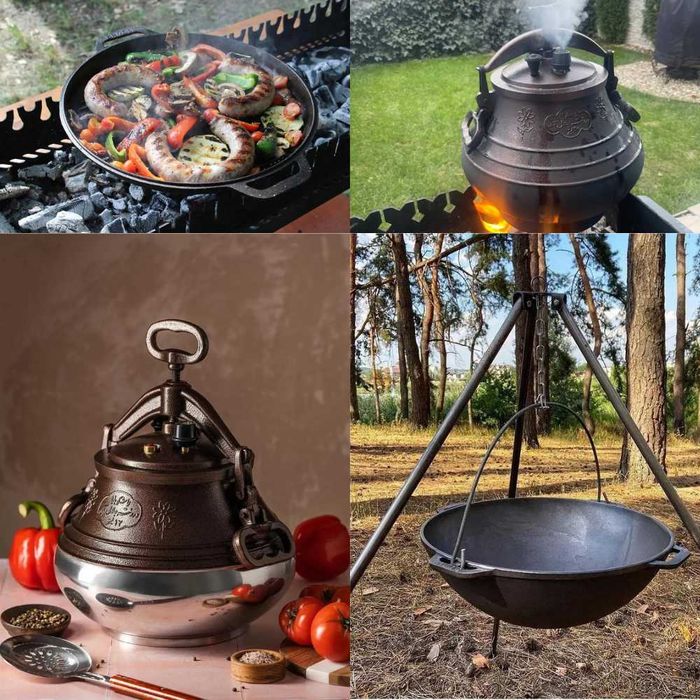 Акція! Казан туристичний чавунний азія кришка-сковородка афганський