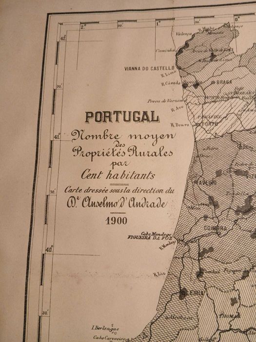 Mapa Portugal - Nombre moyen des Proprietés Rurales