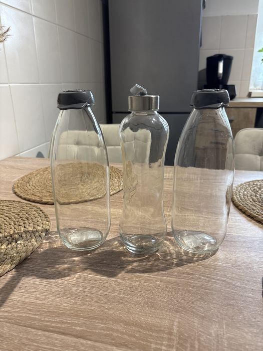 Szklane butelki komplet 3 sztuk