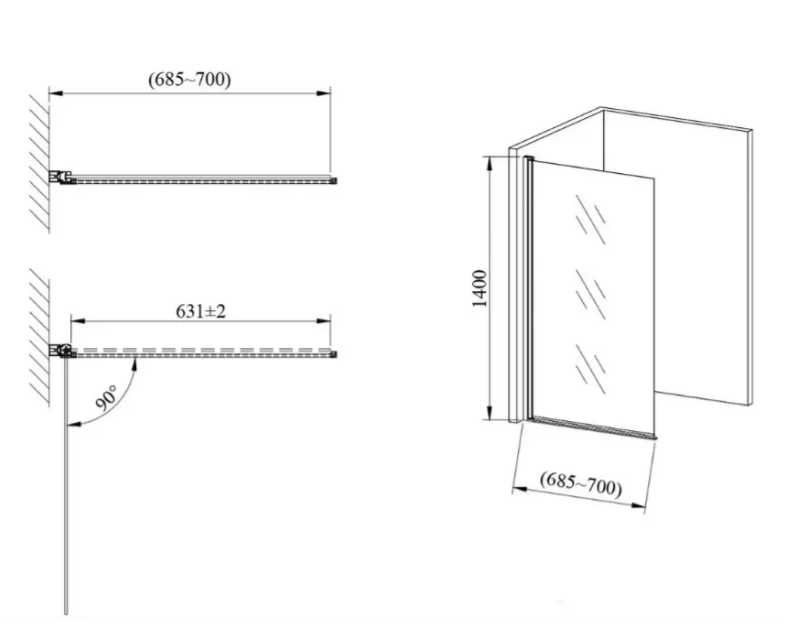 Скляна шторка для ванни Glass  60х140см Chrome