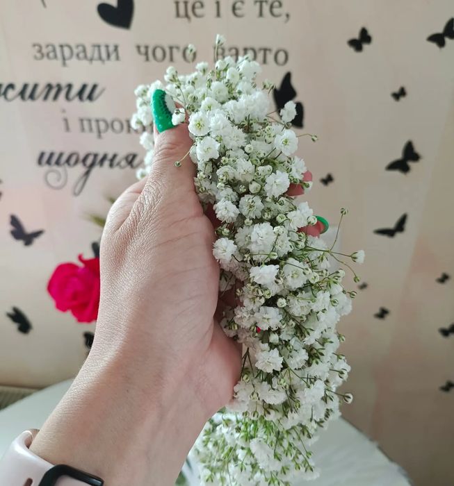 Віночок з гіпсофіли живі квіти