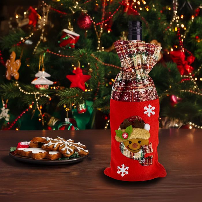 ŚWIĄTECZNY POKROWIEC Na Butelkę ETUI Wino Dekoracja Mikołaj 3 sztuki
