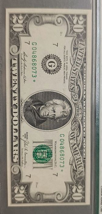 USA 20 $ 1969 Chicago** Seria ZASTĘPCZA PMG 58 EPQ _UNIKAT RZADK