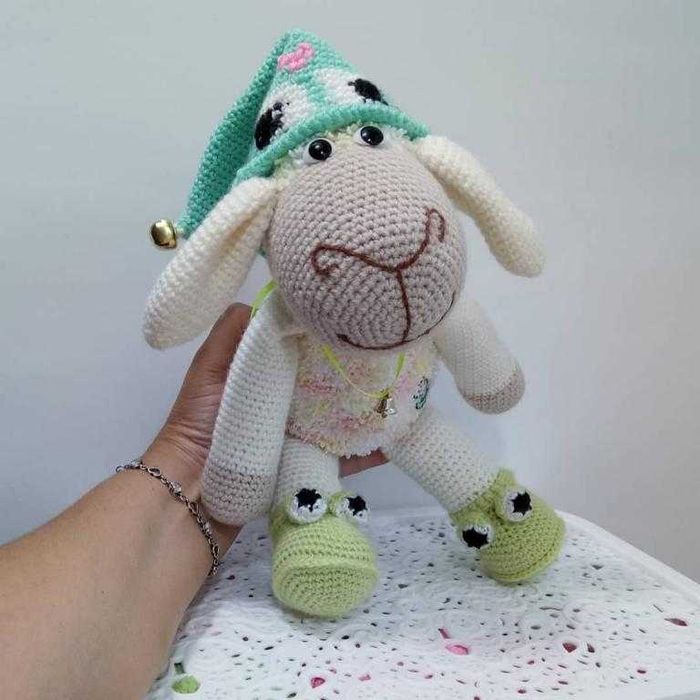 Новая вязаная Мягкая игрушка Prezzzent_ Барашек Слипик Hand Made