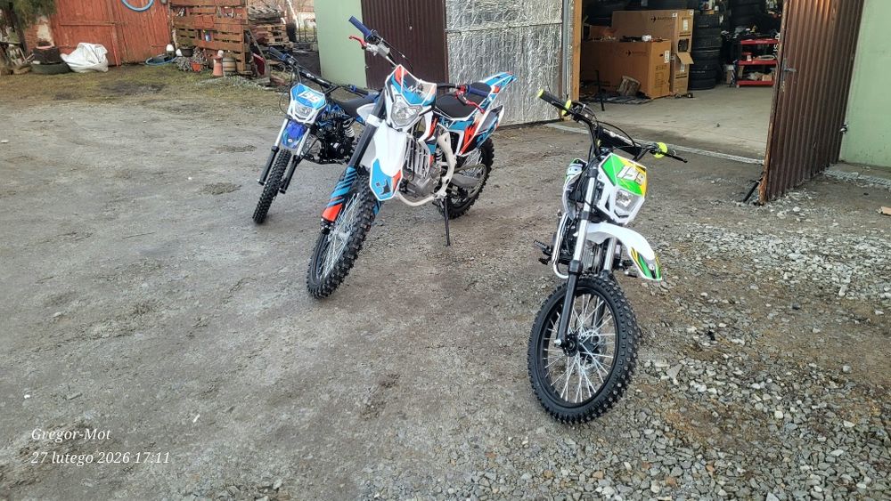 Nowe markowe crossy Barton 125cc 250cc z lampą raty rozrusznik kola 17