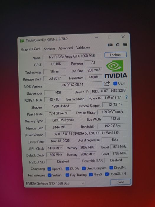 MSI P106-100 (GTX 1060 6GB)