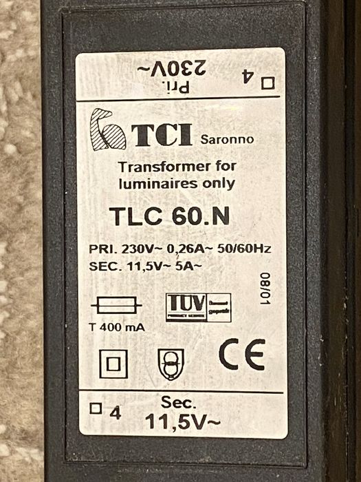 Zasilacz elektroniczny TCI TLC 60.N 11,5V do halogenów