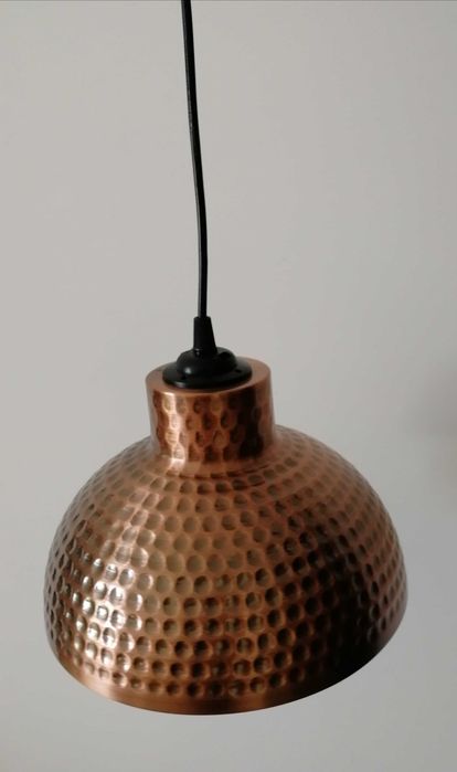 lampa wisząca miedziana - młotkowana struktura, loft / industrial