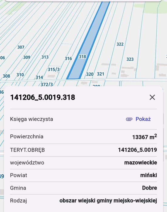 Super cena działka budowlana 318/13367m2