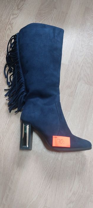 Kozaki zamszowe na korku