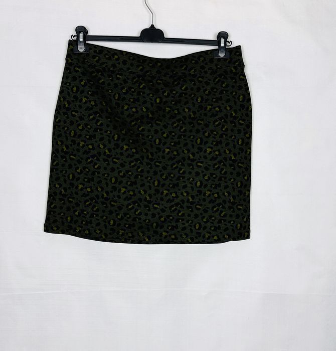 Ciemnozielona spódnica mini w panterkę L 40
