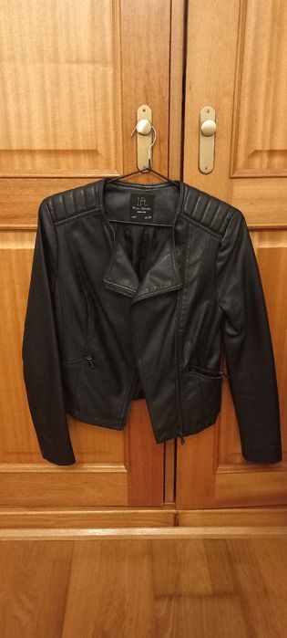 Casaco preto de napa