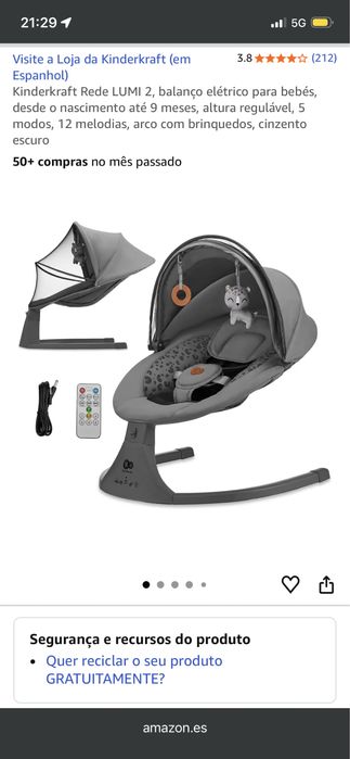 Kinderkraft Rede LUMI 2, balanço elétrico para bebés