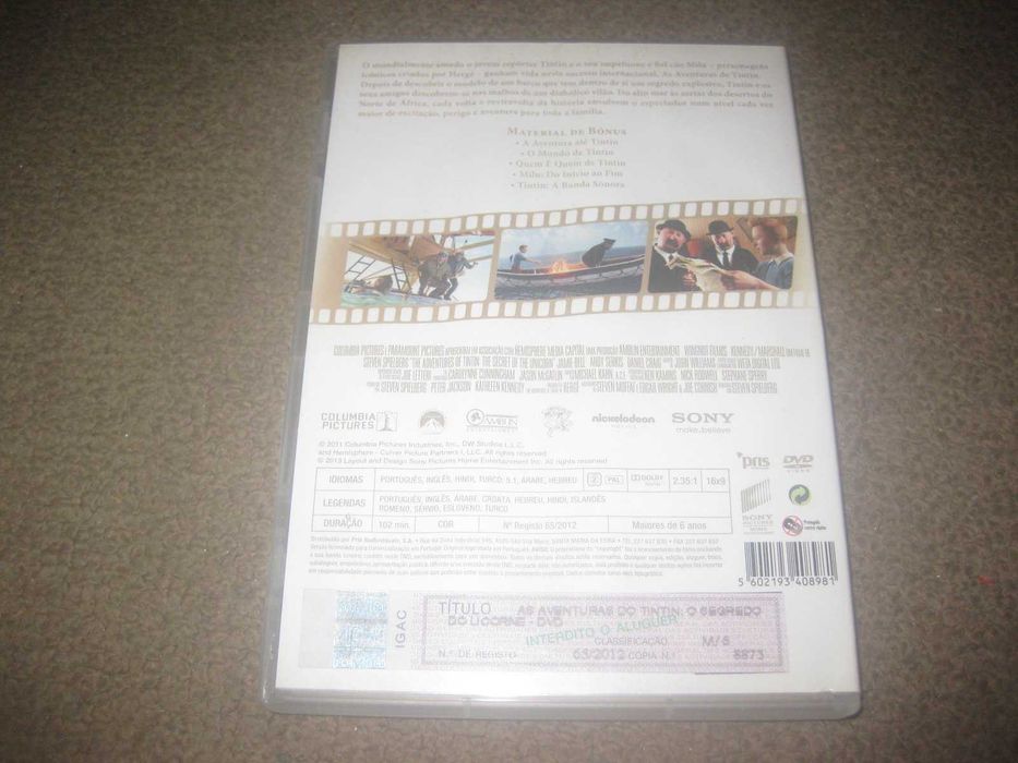 DVD "As Aventuras de Tintin: O Segredo do Licorne" de Steven Spielberg