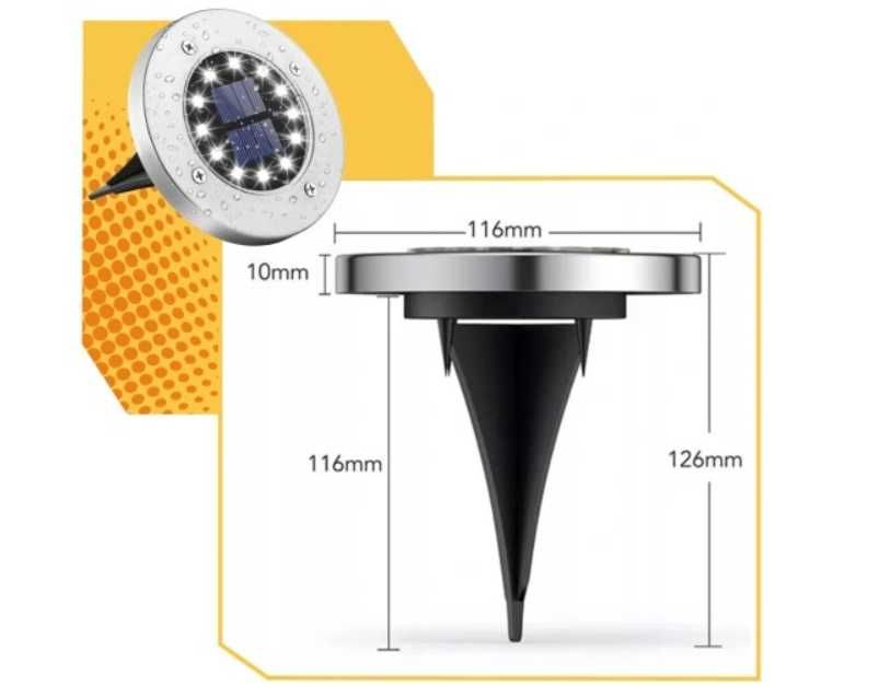 *HIT* Lampki LED 12 sztuk Mocne Wydajne na ogród dysk solarna EKO