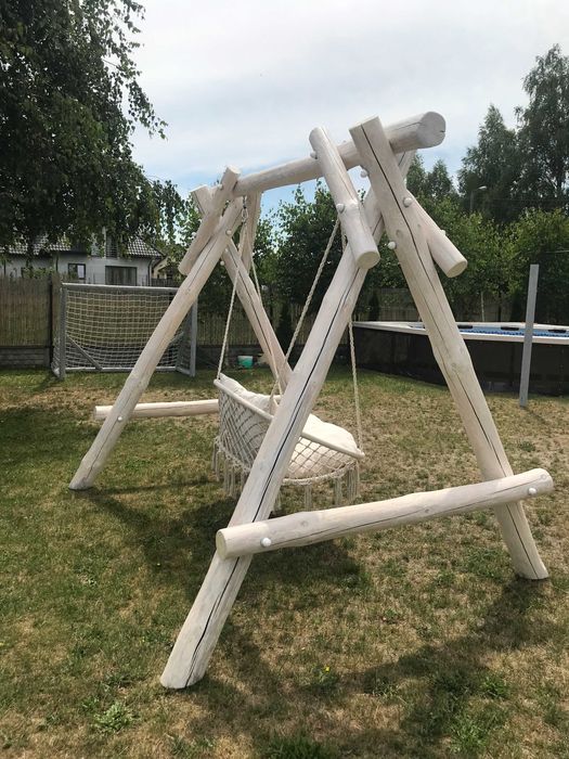 Huśtawka ogrodowa duża, drewniana