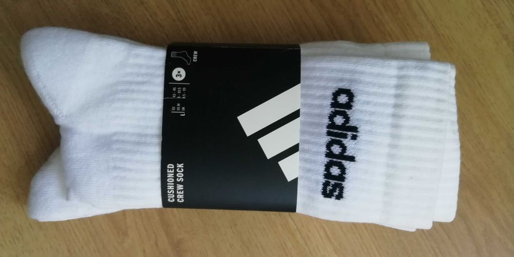 Adidas, skarpety frotte, biale, 3 pack, 43-45, tanio