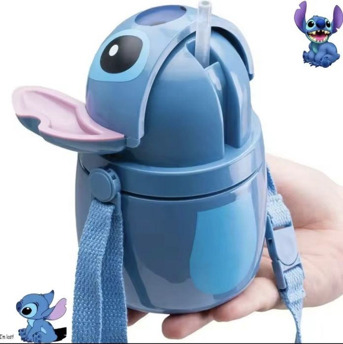 Пляшка для води з трубочкою Стіч Stich Disney