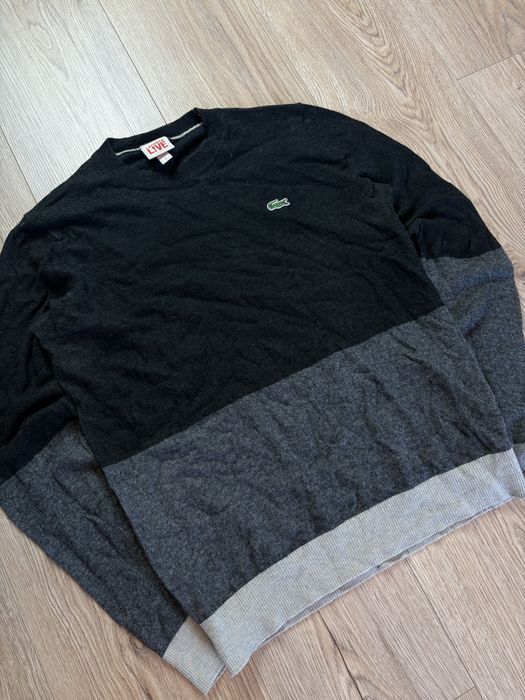 Lacoste Męski M Wełniany Sweter Wool Sweater Old money Casual