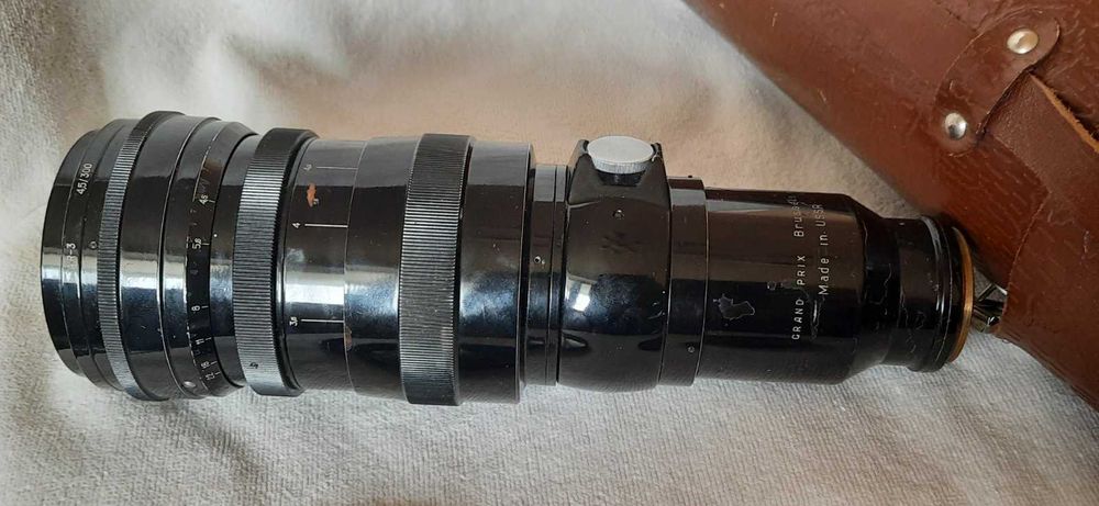фото объектив ТАИР-3 ГРАН-ПРИ Брюссель СССР 1958 г. 4.5/300 футляр зип