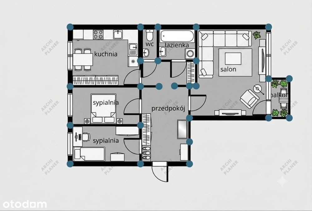 M4/Zduńska Wola/przestronne/58,5m²/3 pokoje/2piętr