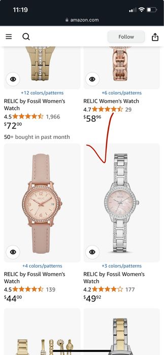 Годинник жіночий relic by fossil срібний серебристый часы наручные