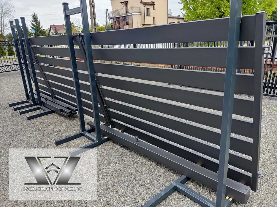 Brama wjazdowa dwuskrzydłowa nowoczesna palisadowa 1,4x4/140x20 GRAFIT