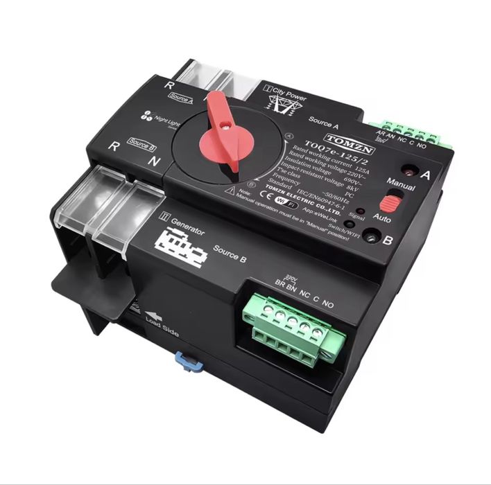 АВР WiFi, автомат вводу резерву Tomzn TOQ7e-125/2 однофазний 125А