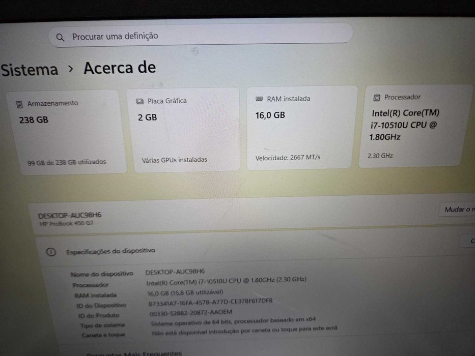 Computador portatil HP Probook 450 G7