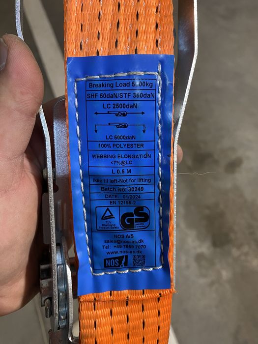 Pas transportowy 5 ton (5000 kg) z napinaczem – stan jak nowy