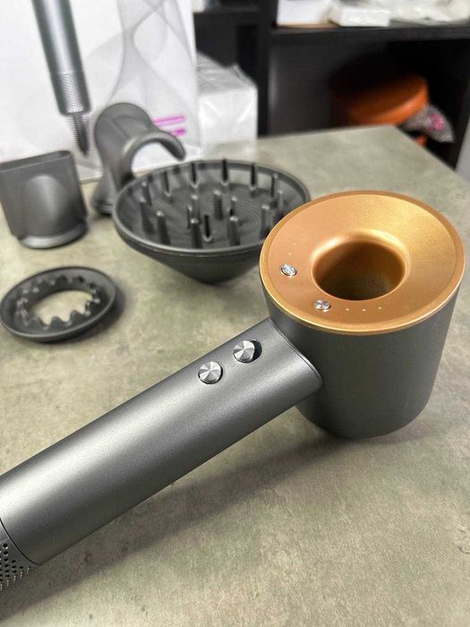 Фен Dyson сірий рожевий, 5 насадок, новинка, швидка сушка