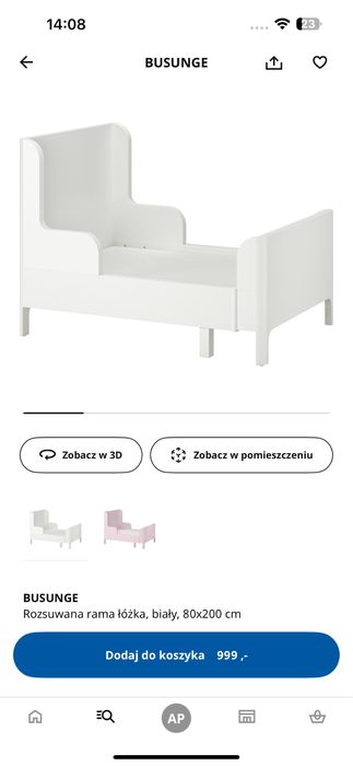 Lozko ikea busunge biale