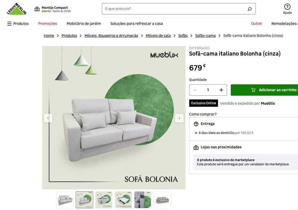Oportunidade - Sofá-Cama com Colchão