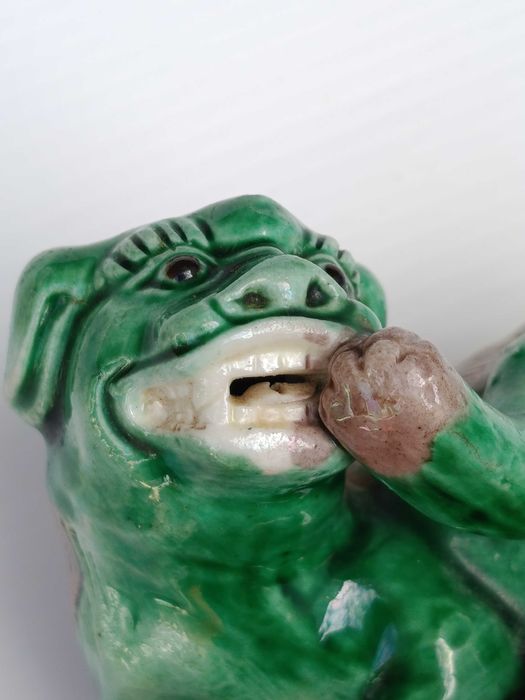 Leão Budista Porcelana da China Chinesa Séc XVIII 8,2 cm