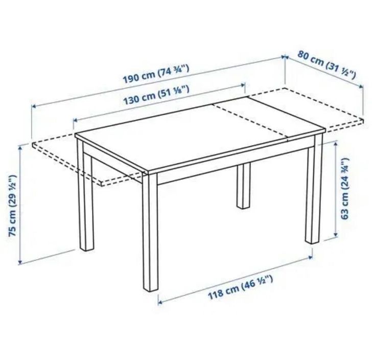 Mesa IKEA LANEBERG extensível + 4 cadeiras IKEA NORDMYRA – Branco