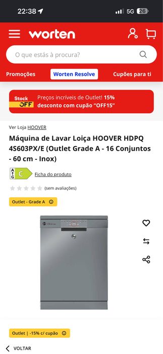 Máquina de Lavar Loiça HOOVER HDPQ 45603PX/E